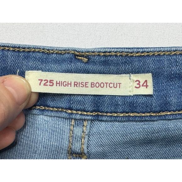 Levi's 725 Women's High Rise Bootcut Blue Stretch Denim Jeans - 34x32 (36x32) - Picture 4 of 7